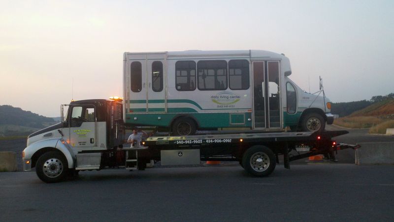 Bus being towed